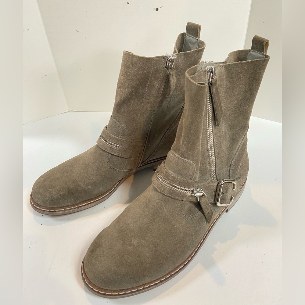 Paul Green Womens Size US 8 UK 5.5 Gray Suede Moro Boots Side Zip